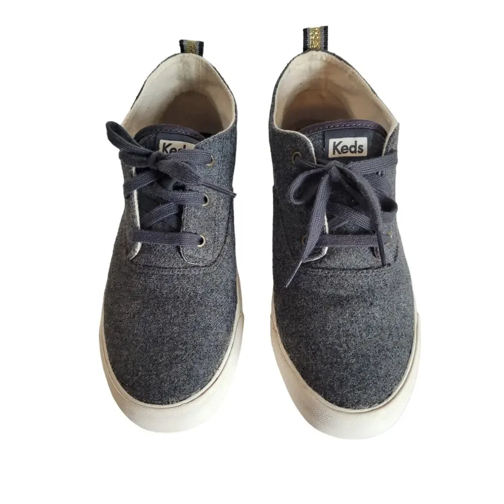 KEDS Woman's Size 10 Grey Wool Lace Up Memory Foam Canvas Sneakers Shoes